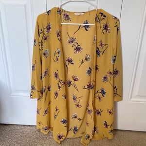 Maurices Mustard Floral Kimono